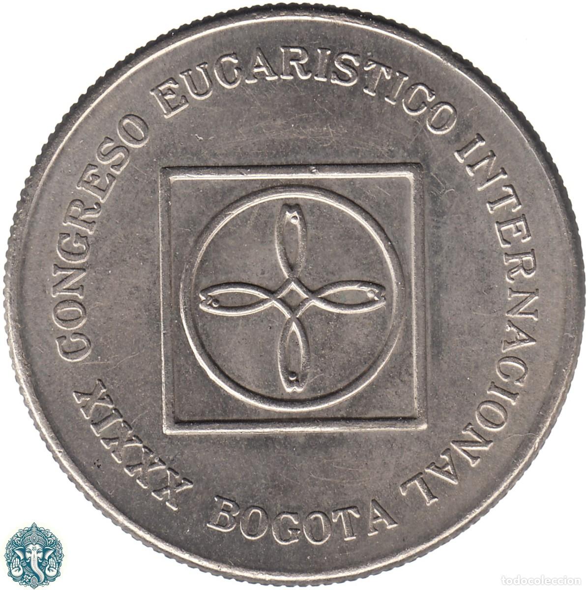 Monedas antiguas de Am&eacute;rica: COLOMBIA 5 Pesos 1968 XXXIX Congreso Eucar&iacute;stico Internacional KM#230