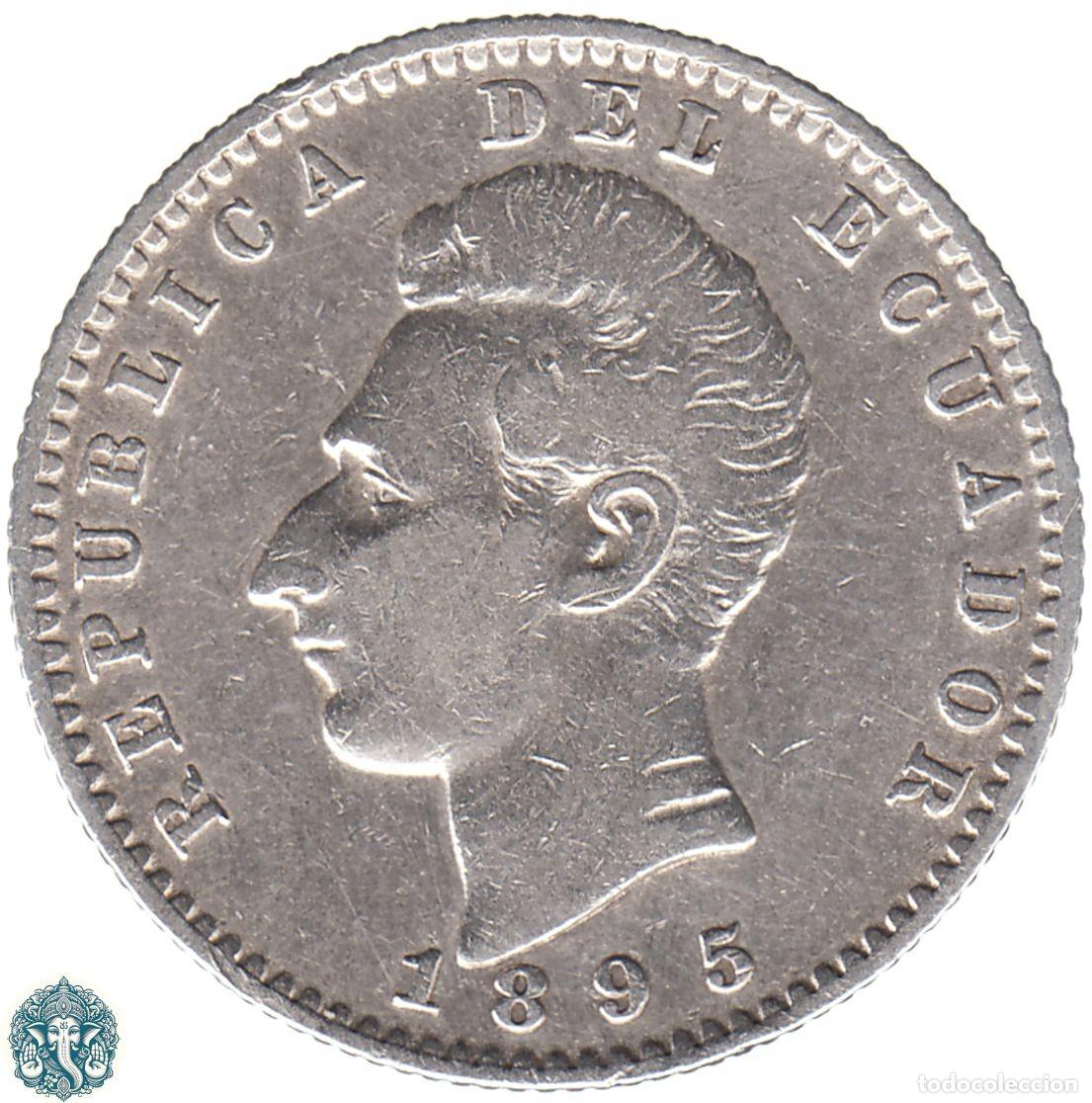 Monedas antiguas de Am&eacute;rica: ECUADOR 2 Dos D&eacute;cimos 1895 Ceca Filadelfia Antonio Jos&eacute; de Sucre KM#51 Plata .900