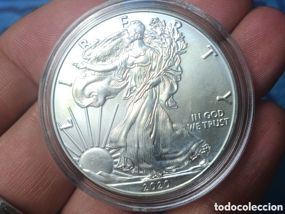 Monedas antiguas de Am&eacute;rica: USA Estados Unidos. Onza de plata pura SC 2020 encapsulada