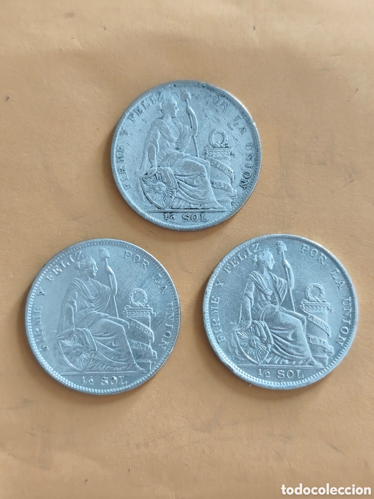 Monete antiche di America: 1/2 sol Per&uacute; plata 0.500