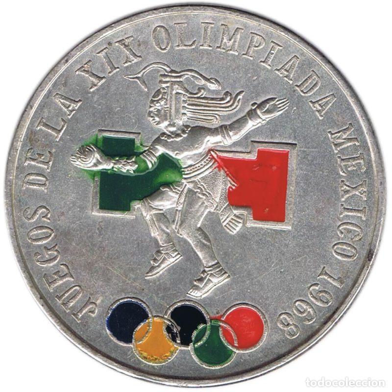 Monedas antiguas de Am&eacute;rica: MEXICO MEJICO MONEDA DE PLATA 25 PESOS OLIMPIADA 1968 COLOR