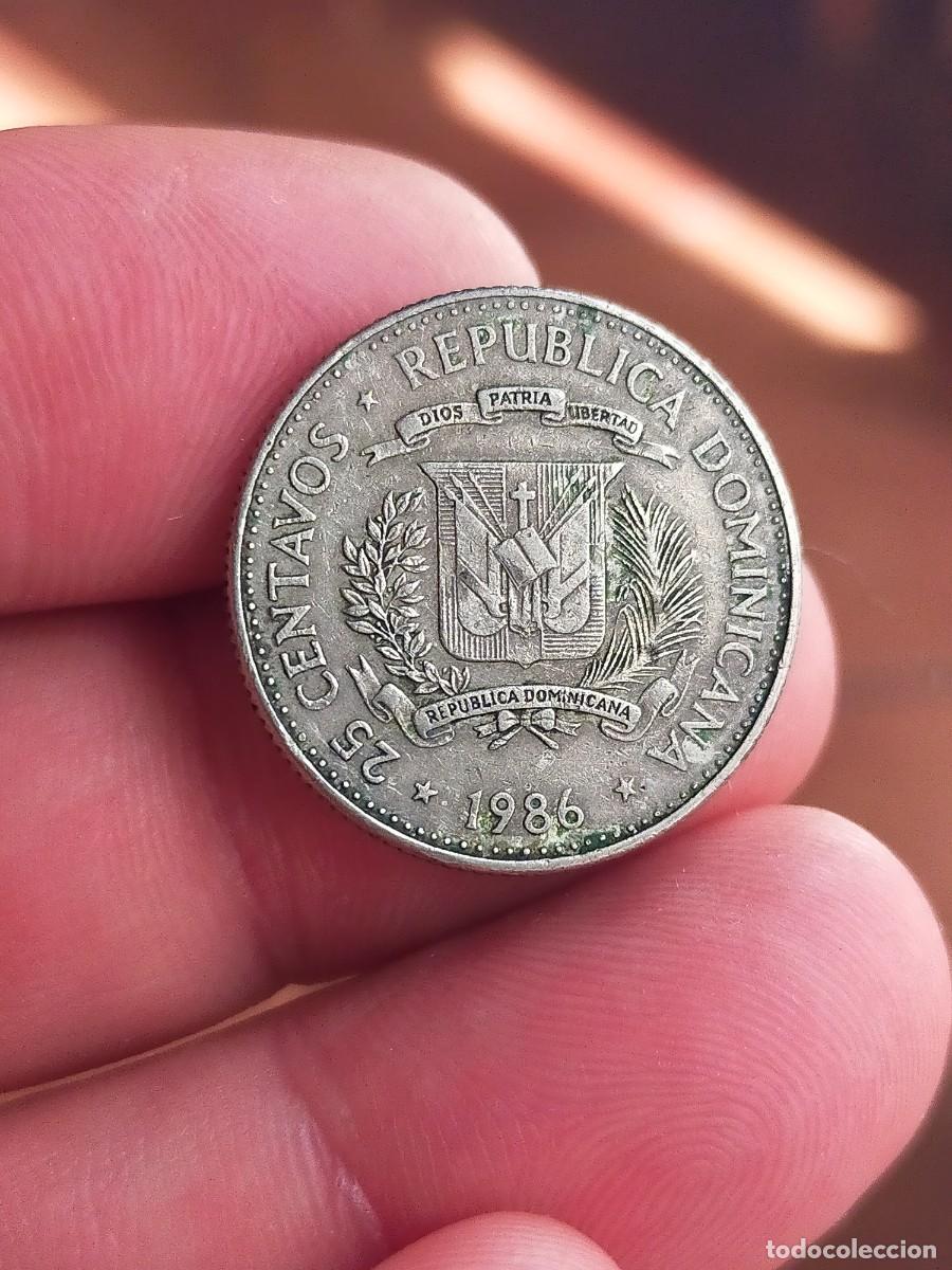 Monedas antiguas de Am&eacute;rica: MONEDA DE 25 VEINTICINCO CENTAVOS REPUBLICA DOMINICANA 1986 BUENA CONSERVACION HERMANAS MIRABAL
