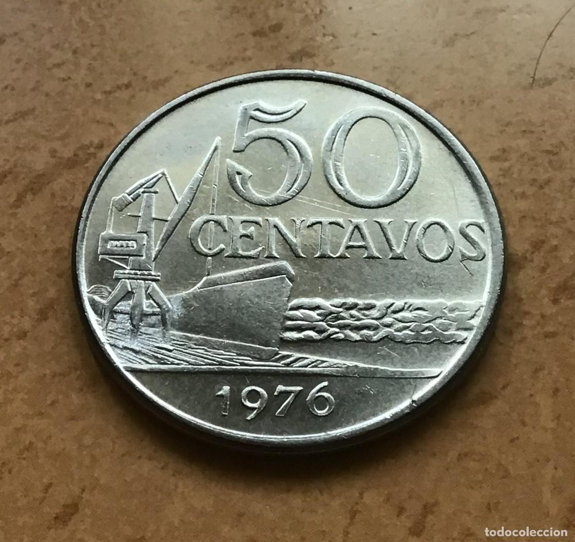 Monedas antiguas de Am&eacute;rica: 50 centavos de Brasil. A&ntilde;o 1976