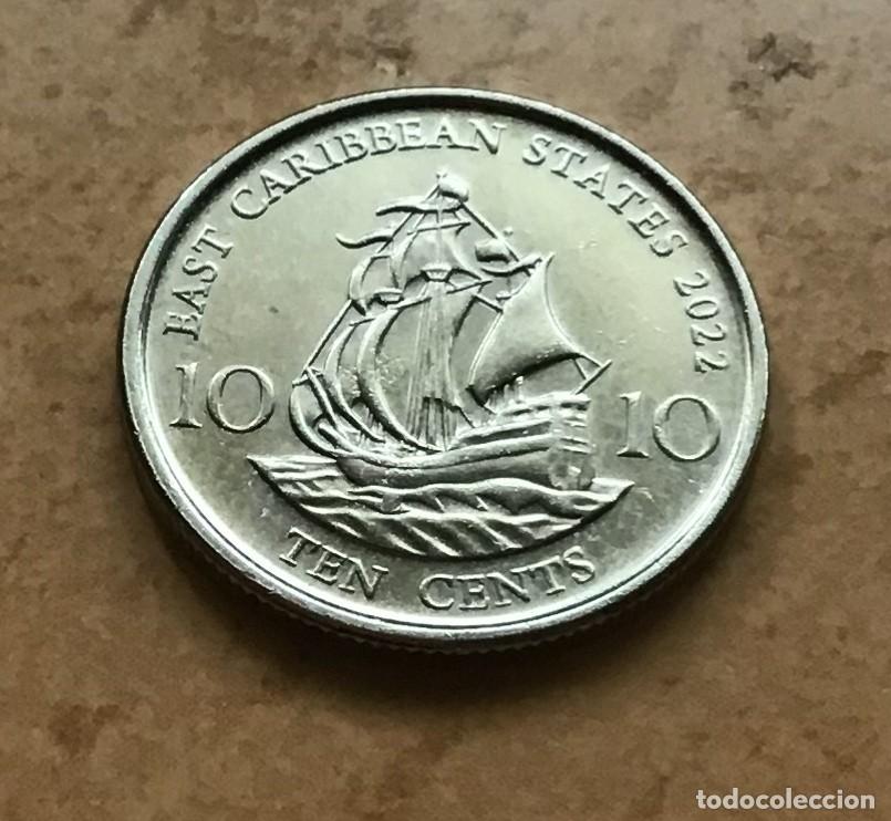 Monedas antiguas de Am&eacute;rica: 10 centavos de East Caribbean States (Caribe Oriental). A&ntilde;o 2022