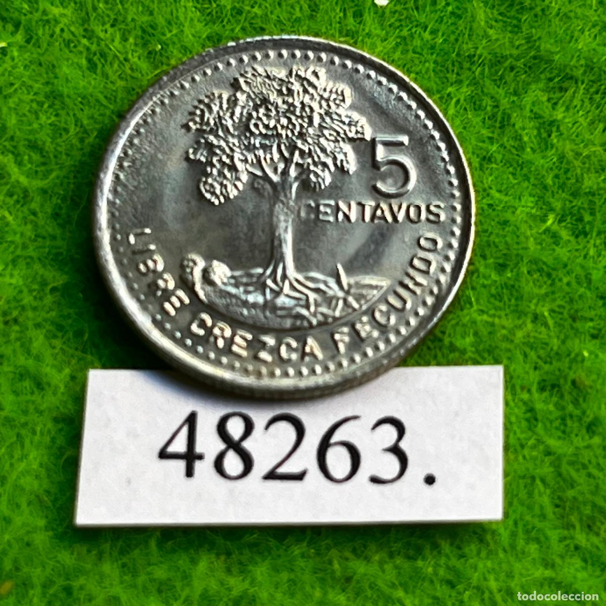 Monedas antiguas de Am&eacute;rica: Guatemala 5 centavos 1996, c&eacute;ntimos