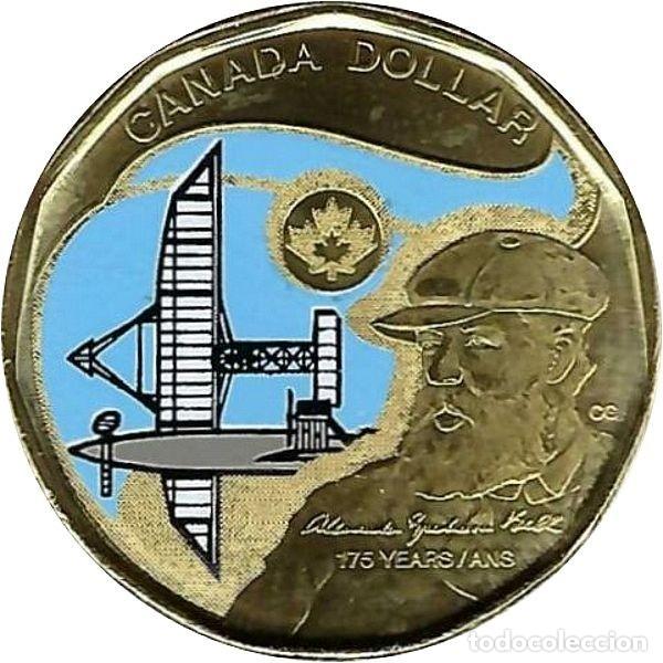 Monedas antiguas de Am&eacute;rica: Canad&aacute;, 1 d&oacute;lar de ''Alexander Graham Bell - color&rdquo;, UC#728./ Nueva, sin circular.