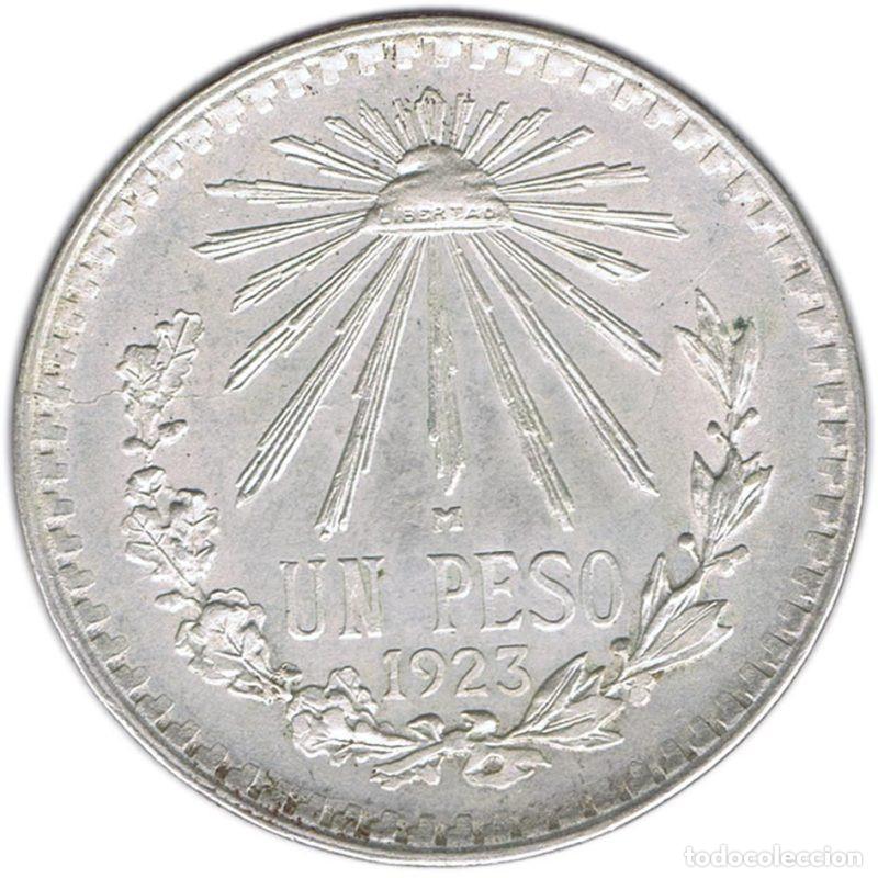 Monedas antiguas de Am&eacute;rica: ESTADOS UNIDOS MEXICANOS MEXICO MEJICO UN PESO 1923 PLATA