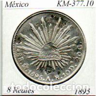 Monedas antiguas de Am&eacute;rica: M&Eacute;XICO 1895 (2), 8 REALES, KM-377.10, M&Eacute;XICO. AG, 2 FOTOS