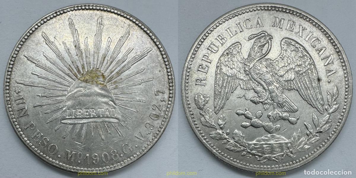 Monedas antiguas de Am&eacute;rica: 3973 MEXICO 1908 MEXICO 1 PESO 1908