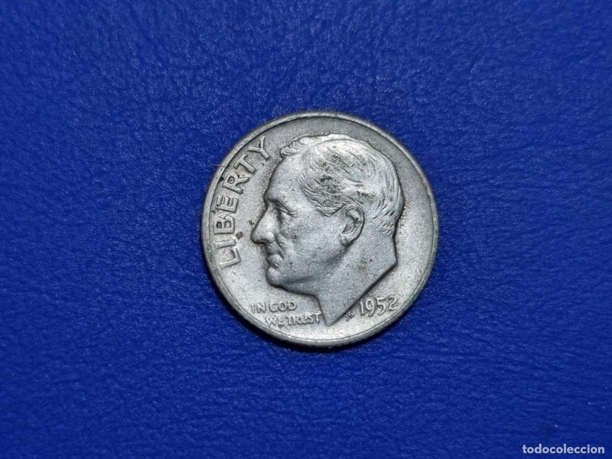 Monedas antiguas de Am&eacute;rica: Moneda Plata Estados Unidos America 1 Dime 1952-D Libertad USA EEUU