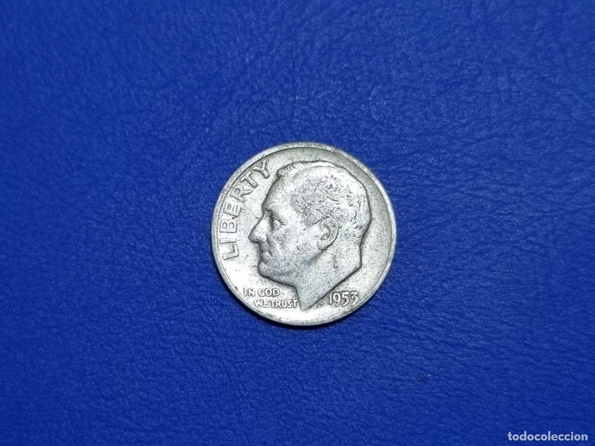 Monedas antiguas de Am&eacute;rica: Moneda Plata Estados Unidos America 1 Dime 1953-D Libertad USA EEUU