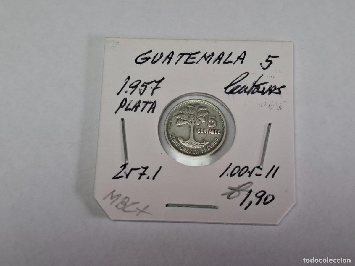 Monedas antiguas de Am&eacute;rica: 5 CENTAVOS de PLATA de 1957 KM 257.1 GUATEMALA en MBC+