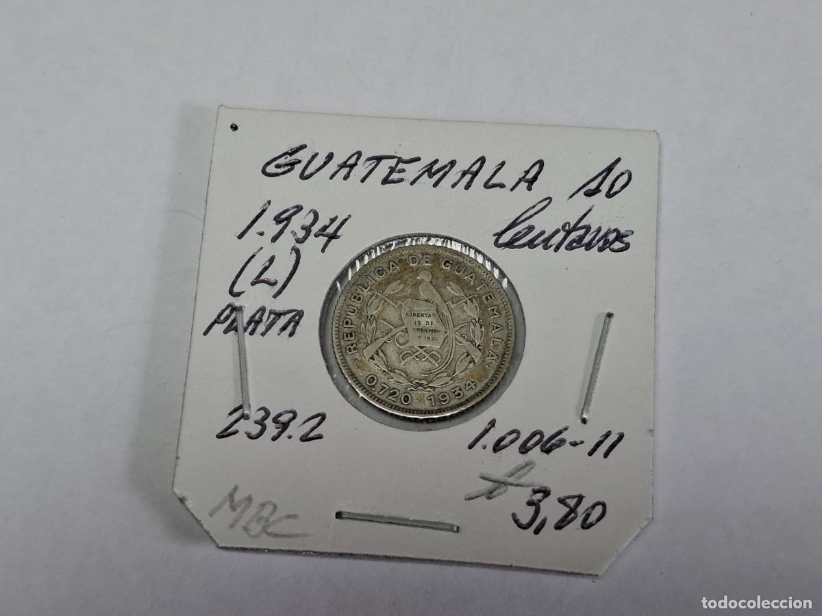 Monedas antiguas de Am&eacute;rica: 10 CENTAVOS de PLATA de 1934 L KM 239.2 GUATEMALA en MBC