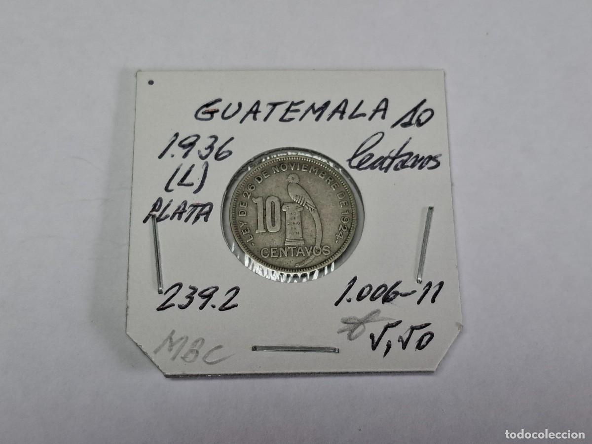 Monedas antiguas de Am&eacute;rica: 10 CENTAVOS de PLATA de 1936 L KM 239.2 GUATEMALA en MBC
