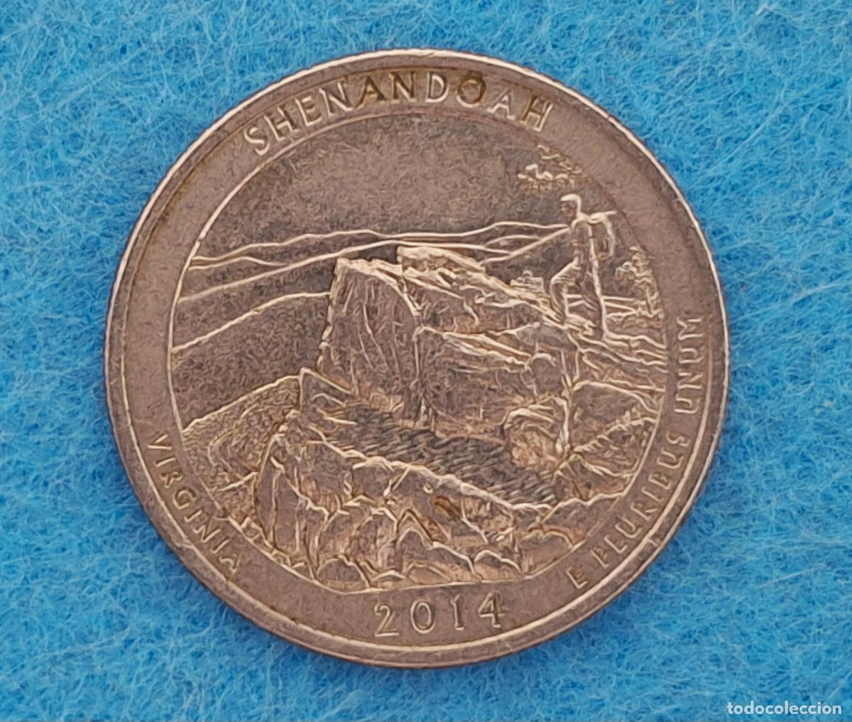 Monedas antiguas de Am&eacute;rica: Moneda de Estados Unidos, USA. Shenandoah, Virginia. Quarter DOLLAR. A&ntilde;o 2014. D. America la bella