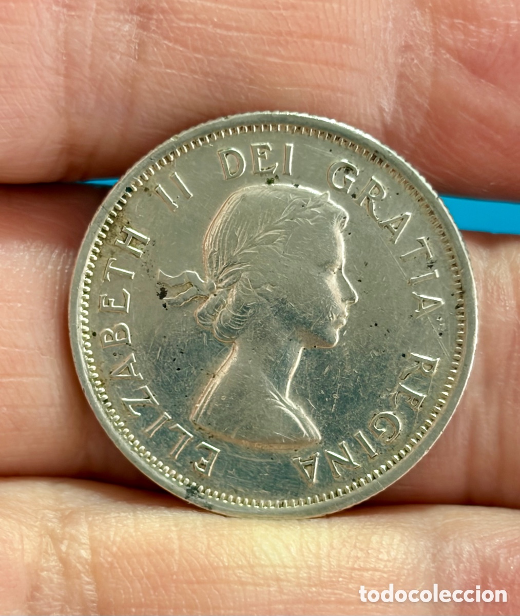 Monedas antiguas de Am&eacute;rica: 25 cts. de Plata Isabel II 1953.