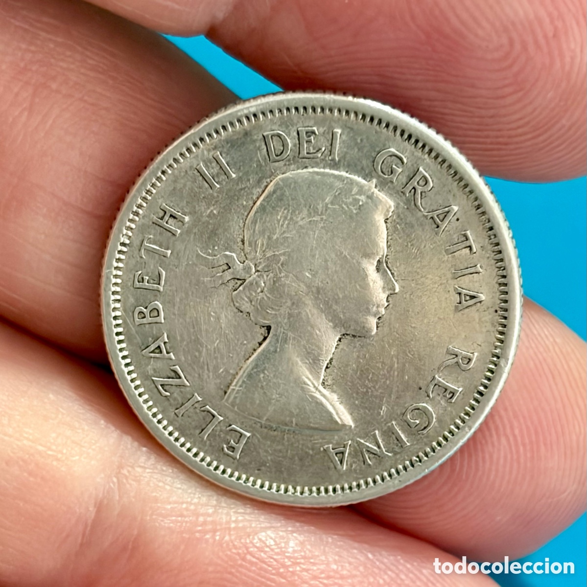 Monedas antiguas de Am&eacute;rica: 25 C&eacute;ntimos de Plata Isabel II 1959.