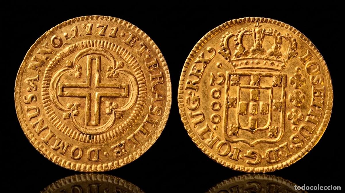 Monedas antiguas de Am&eacute;rica: Brasil 2000 R&eacute;is Jos&eacute; I 1771 Km 198 Oro