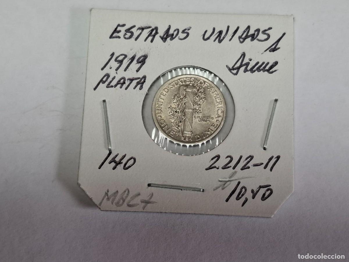 Monedas antiguas de Am&eacute;rica: 1 DIME de PLATA de 1919 KM 140 ESTADOS UNIDOS en MBC+