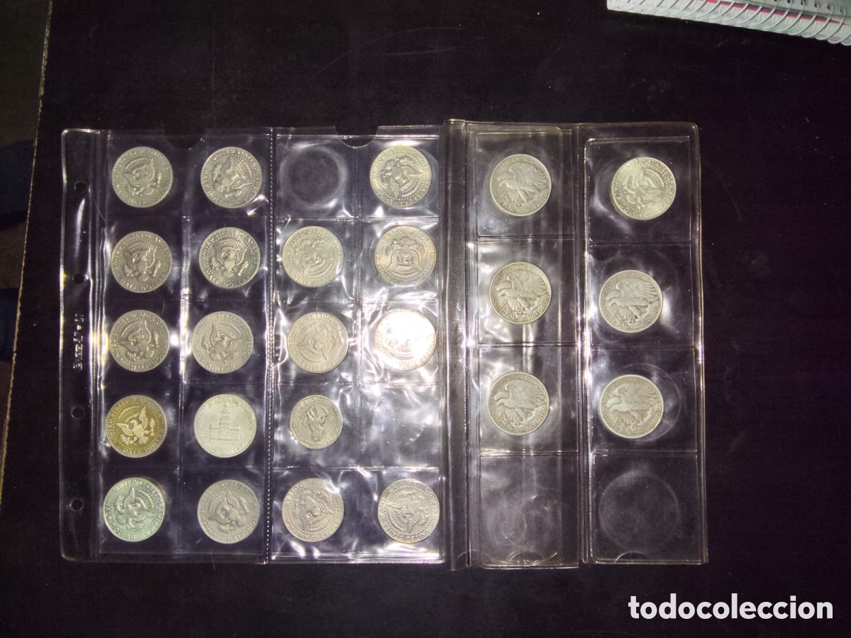 Monedas antiguas de Am&eacute;rica: Lote monedas HALF-DOLLAR liberty Plata en estuche