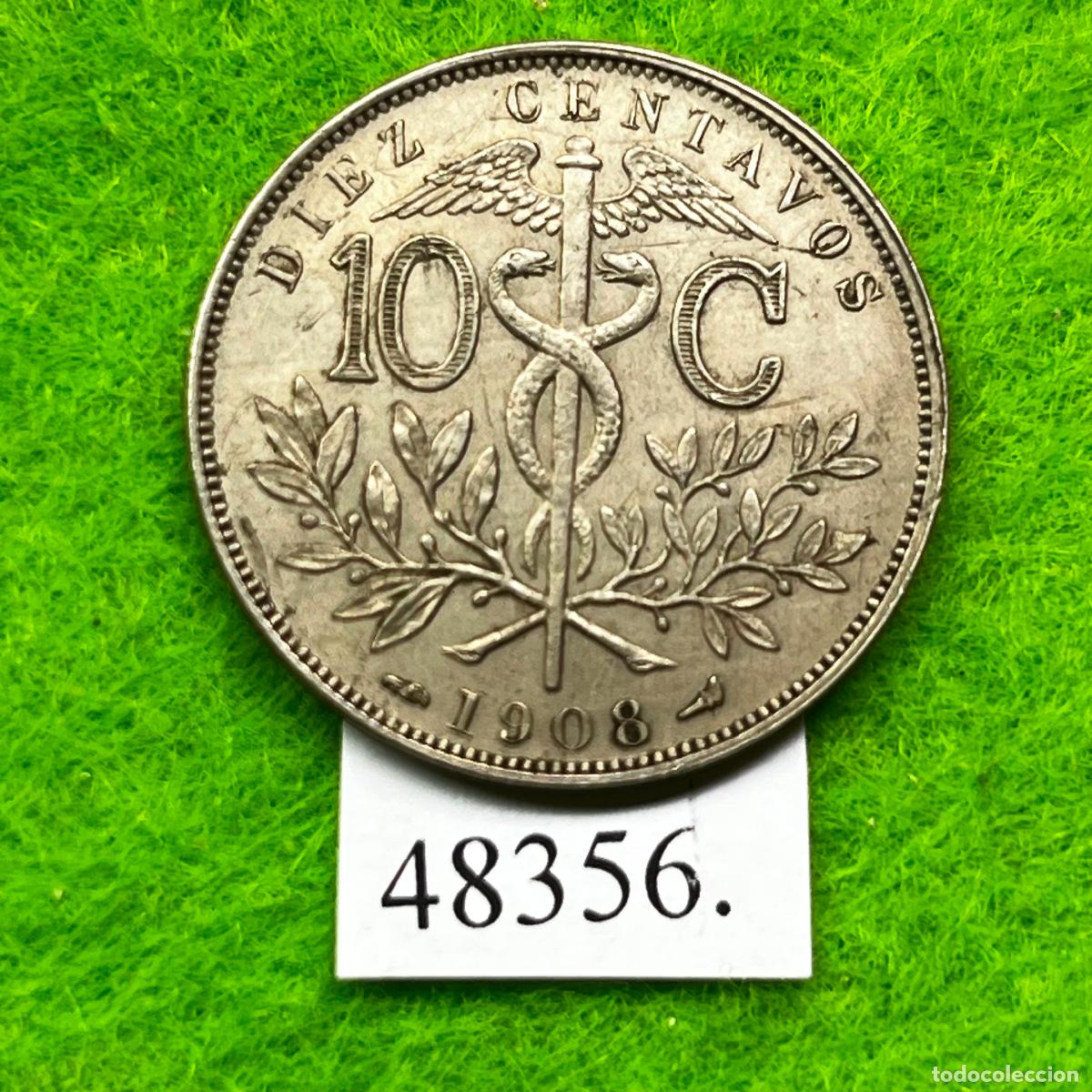 Monedas antiguas de Am&eacute;rica: Bolivia 10 centavos 1908, c&eacute;ntimos - Foto 2