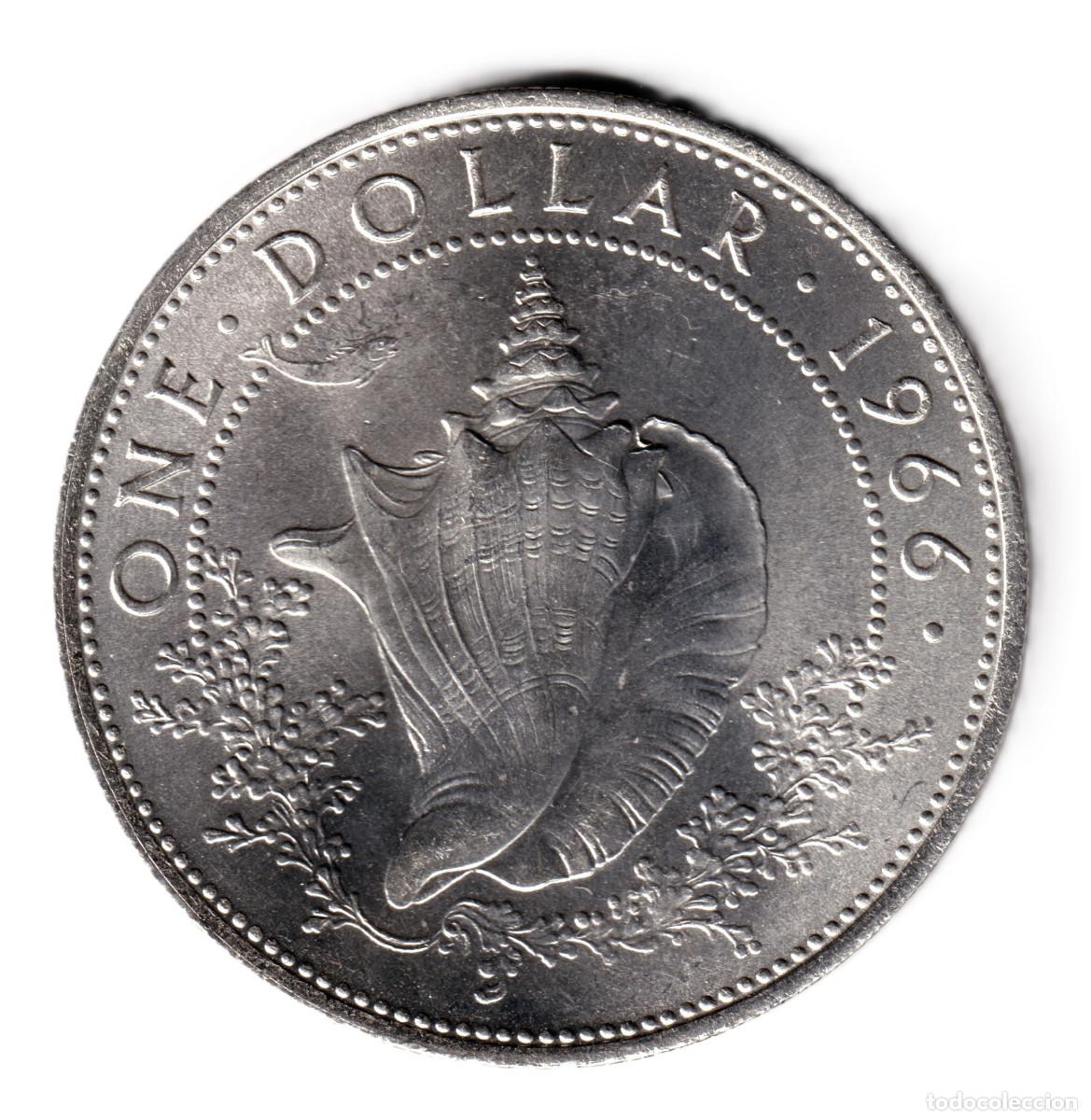 Monedas antiguas de Am&eacute;rica: BAHAMAS 1 dolar plata 1966 CARACOLA - One Dollar silver