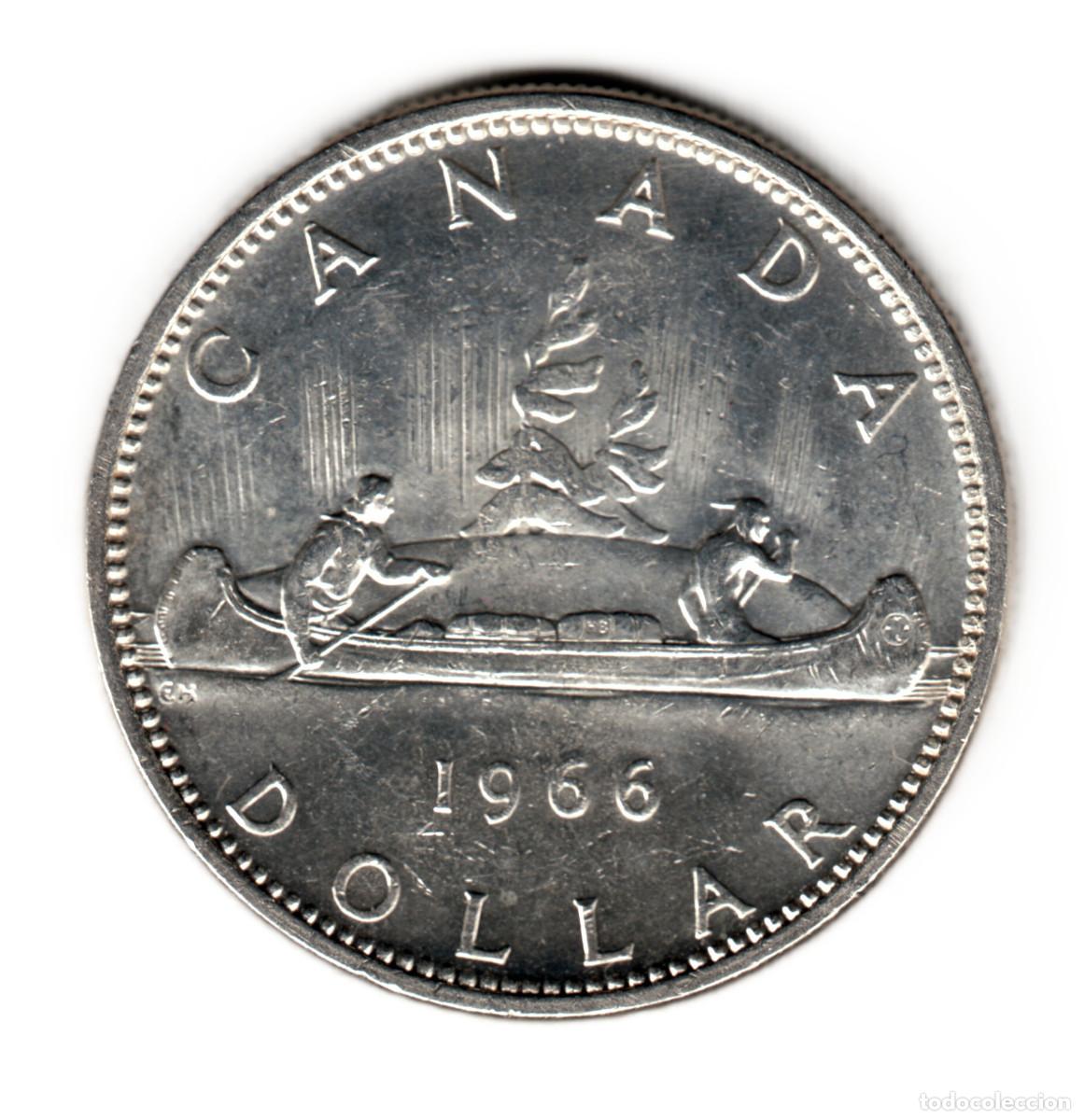 Monedas antiguas de Am&eacute;rica: CANADA 1 dolar 1966 CANOA - Foto 1