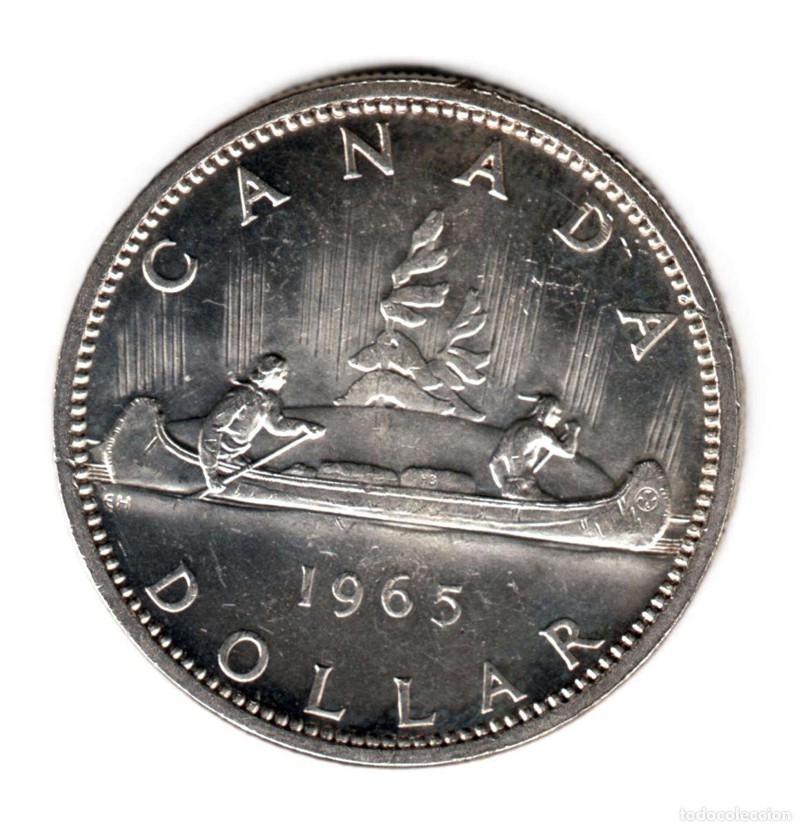 Monedas antiguas de Am&eacute;rica: CANADA 1 dolar 1965 CANOA