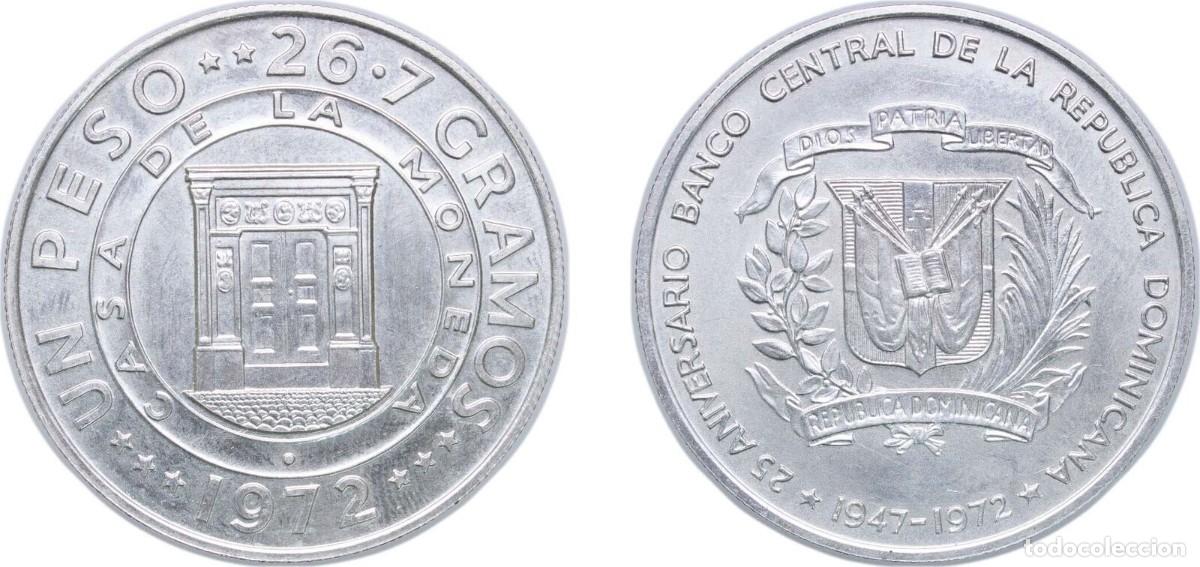 Monedas antiguas de Am&eacute;rica: REPUBLICA DOMINICANA 1 PESO PLATA 1972 25 ANIV. BANCO CENTRAL