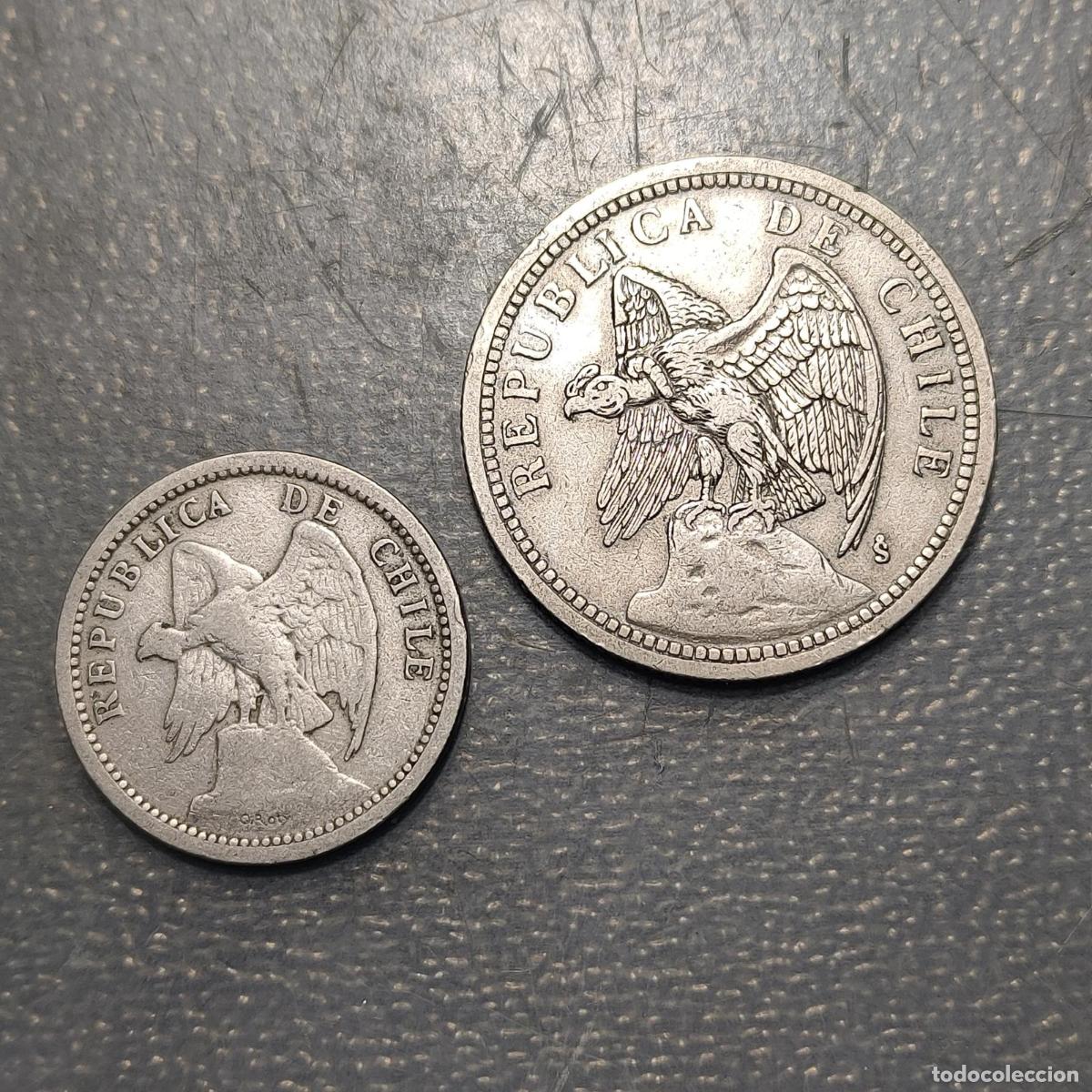 Monedas antiguas de Am&eacute;rica: CHILE LOTE DE 2 MONEDAS DISTINTAS