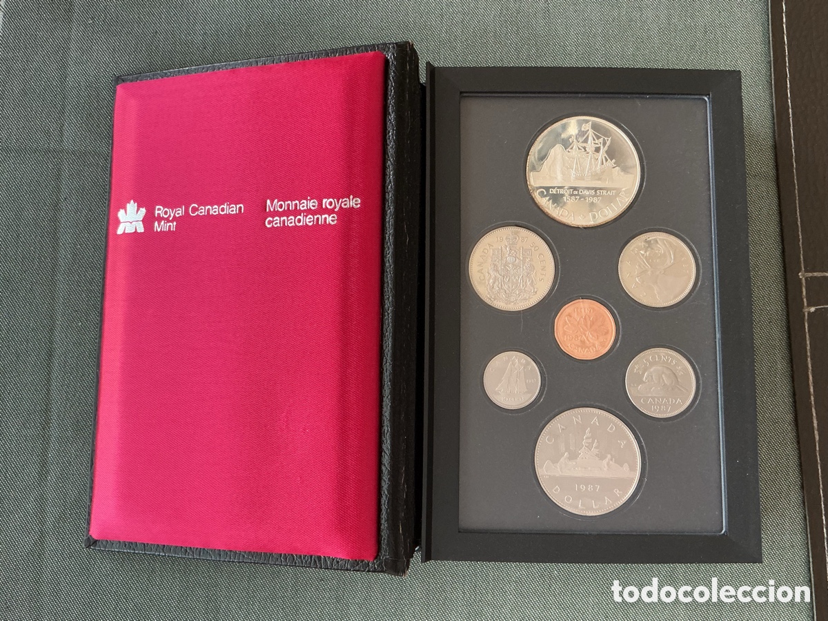 Monedas antiguas de Am&eacute;rica: D&oacute;lar Canad&aacute; set estuche 1987 casa Real de la moneda