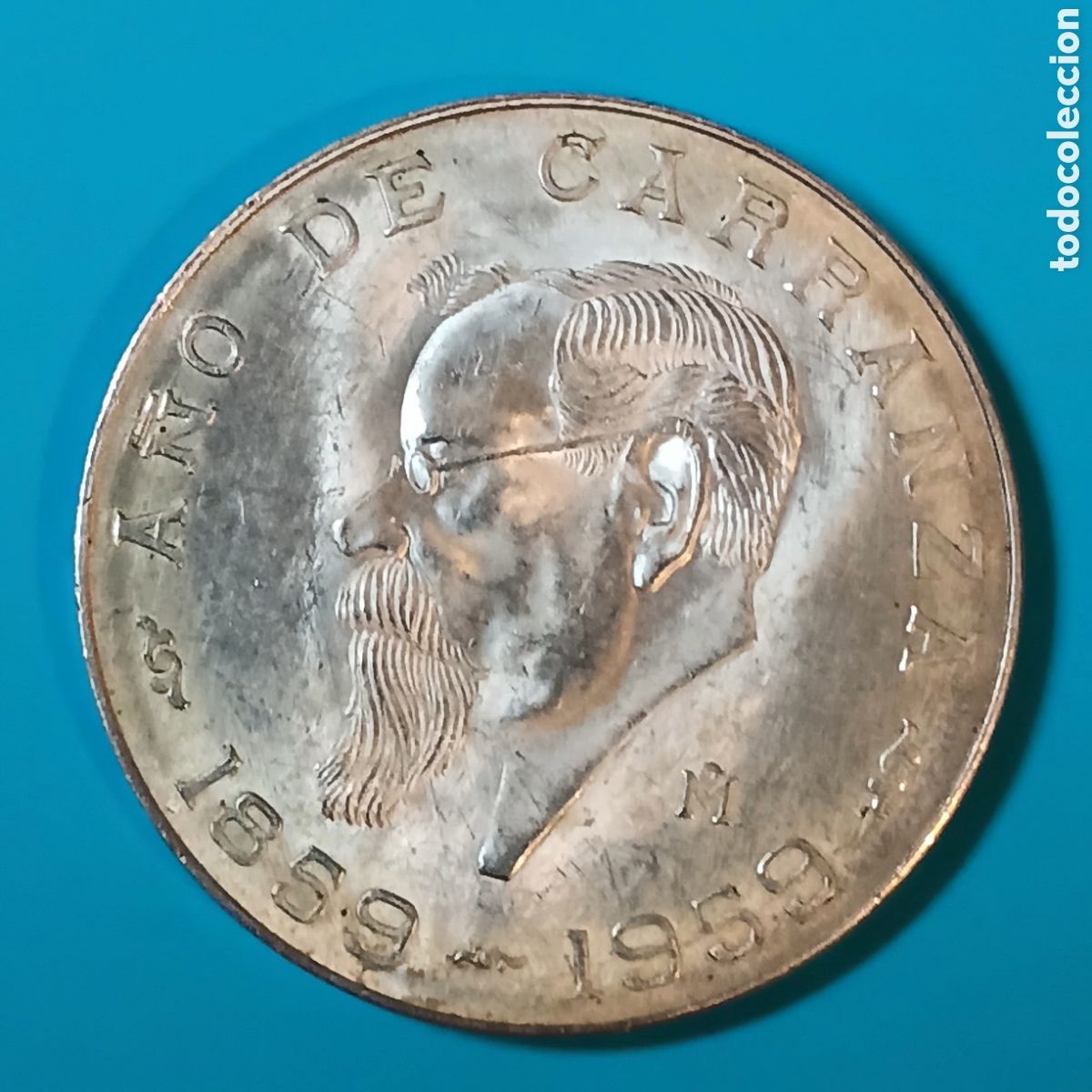 Moedas antigas da Am&eacute;rica: M&Eacute;XICO 5 PESOS PLATA 1959 CENTENARIO DE CARRANZA