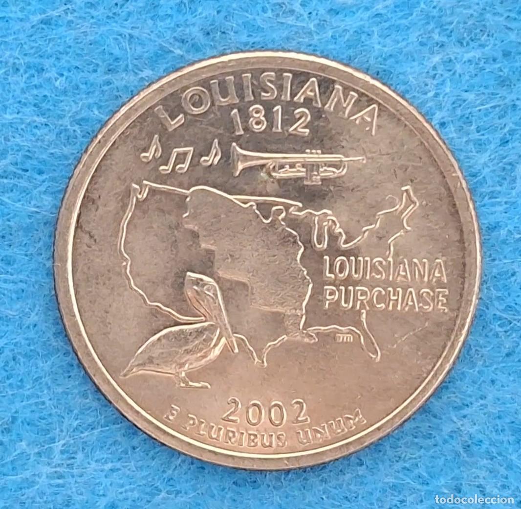 Monedas antiguas de Am&eacute;rica: MONEDA EEUU. USA ESTADOS UNIDOS. QUARTER. A&ntilde;o 2002. D. Luisiana. Louisiana. 50 Estados Conmemorativa