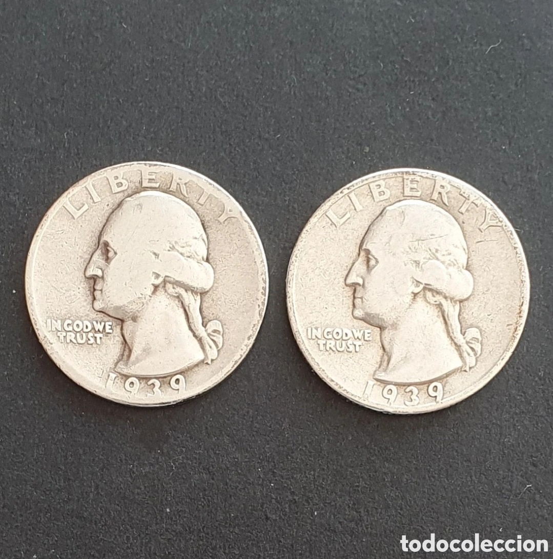 Monedas antiguas de Am&eacute;rica: EEUU 2 MONEDAS 1/4 D&Oacute;LAR PLATA 1939
