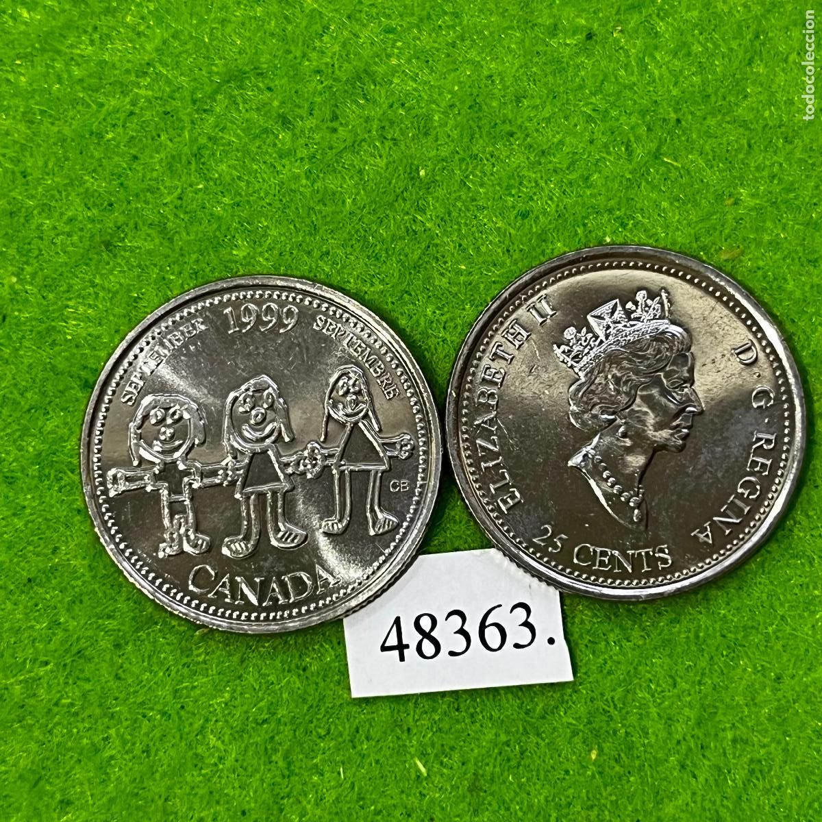 Monedas antiguas de Am&eacute;rica: Canada 25 c&eacute;ntimos 1999 &rdquo;Canad&aacute; a trav&eacute;s de los ojos de un ni&ntilde;o&rdquo;, Nuevo Milenio, una moneda, 48363 3