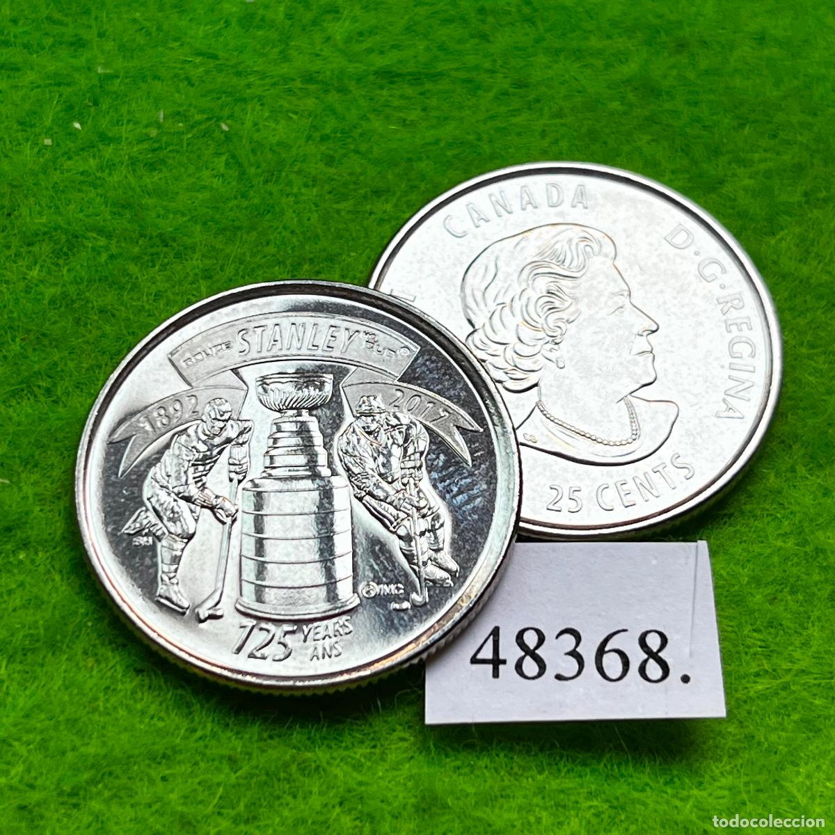 Monedas antiguas de Am&eacute;rica: Canada 25 c&eacute;ntimos 2017, 125&ordm; aniversario de la Copa Stanley, una moneda, 48368 5