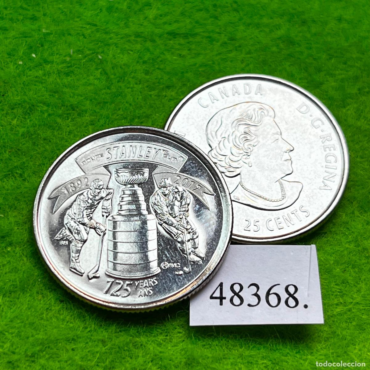 Monedas antiguas de Am&eacute;rica: Canada 25 c&eacute;ntimos 2017, 125&ordm; aniversario de la Copa Stanley, una moneda, 48368 4