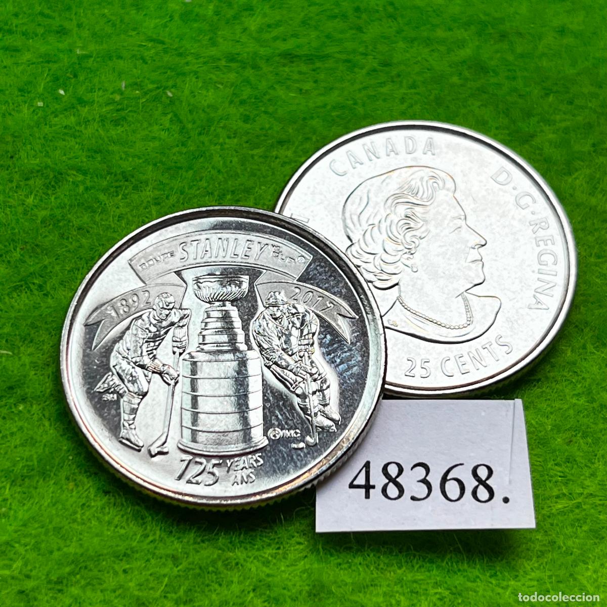 Monedas antiguas de Am&eacute;rica: Canada 25 c&eacute;ntimos 2017, 125&ordm; aniversario de la Copa Stanley, una moneda, 48368 2