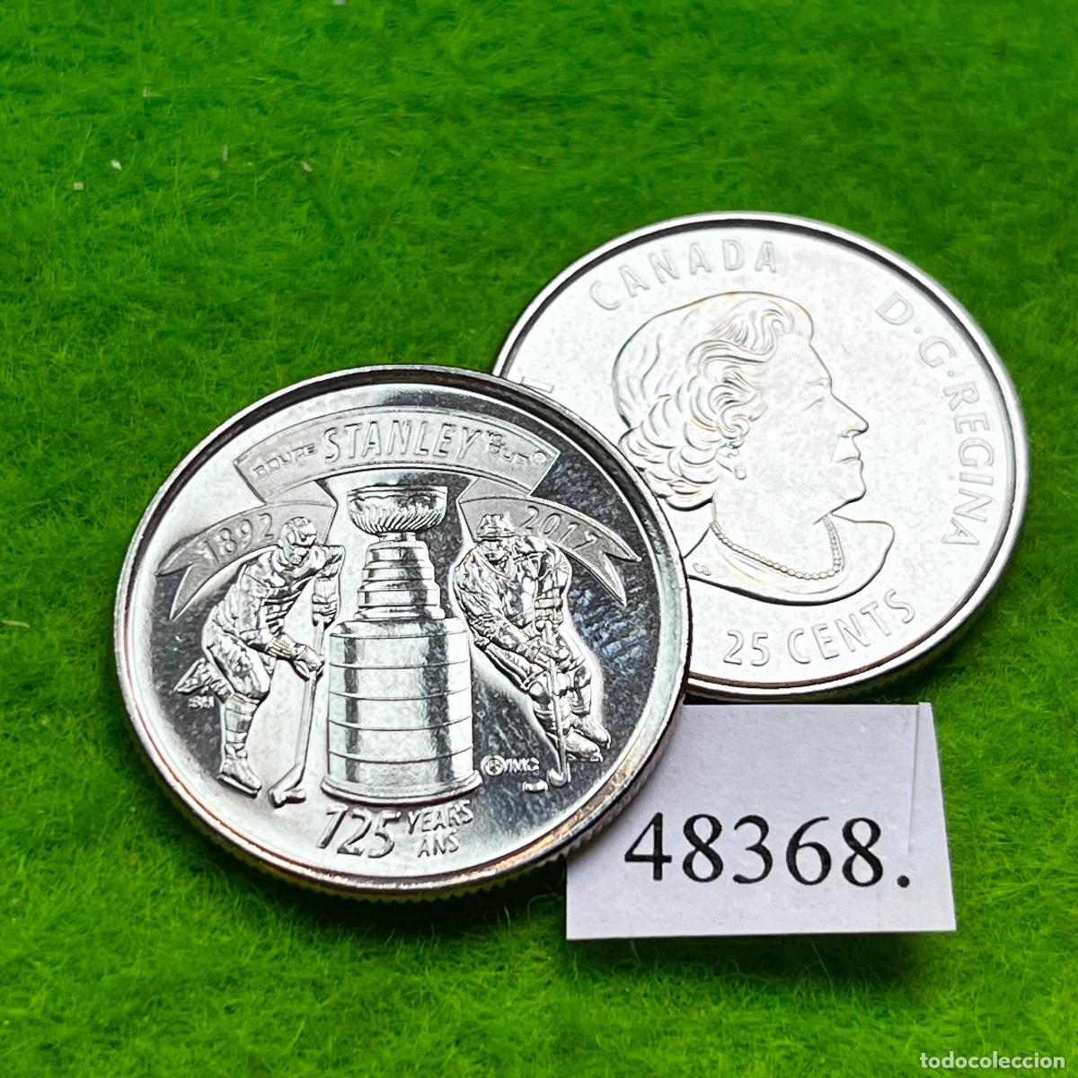 Monedas antiguas de Am&eacute;rica: Canada 25 c&eacute;ntimos 2017, 125&ordm; aniversario de la Copa Stanley, una moneda, 48368
