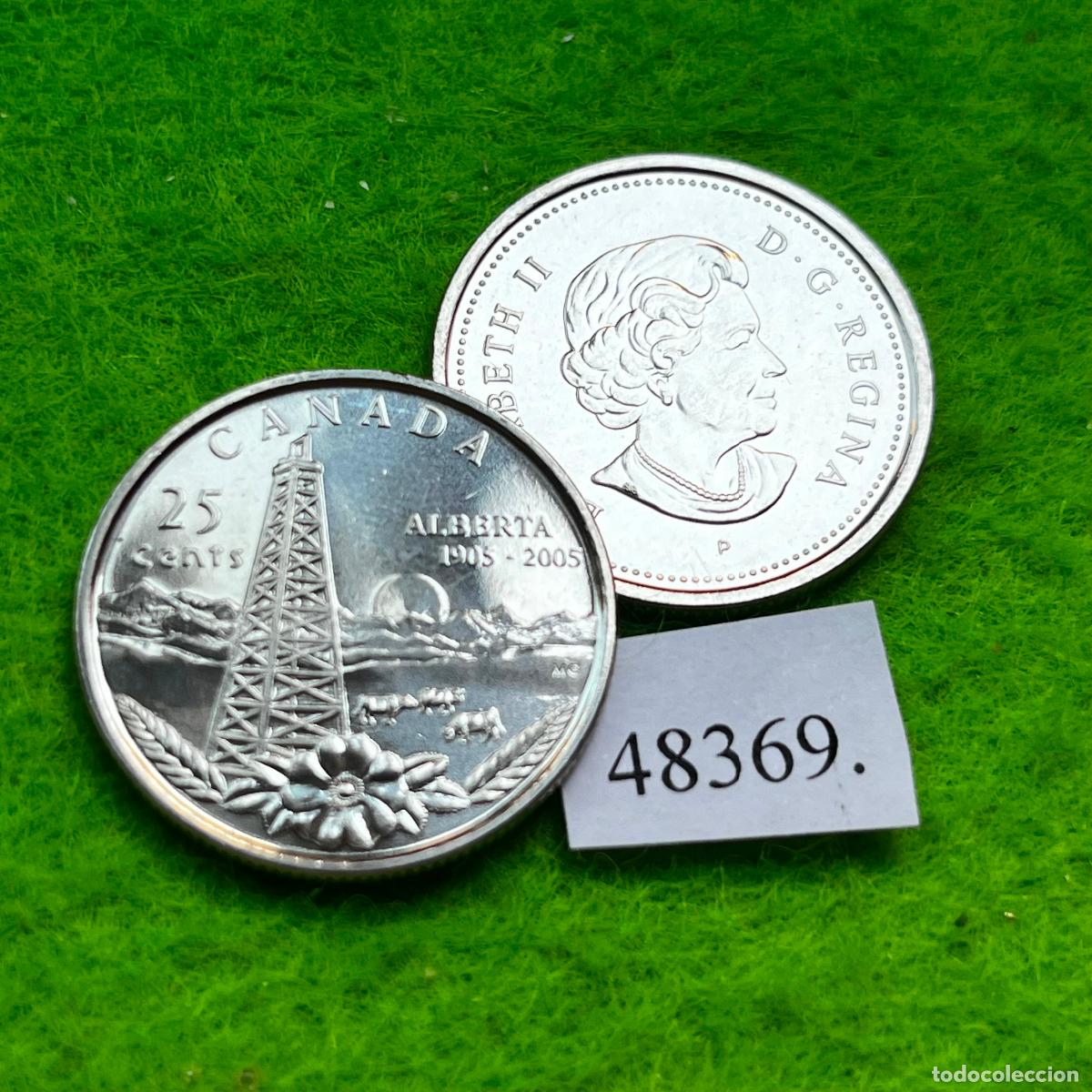 Monedas antiguas de Am&eacute;rica: Canada 25 c&eacute;ntimos 2005, 100&ordm; aniversario Alberta, una moneda, 48369 4