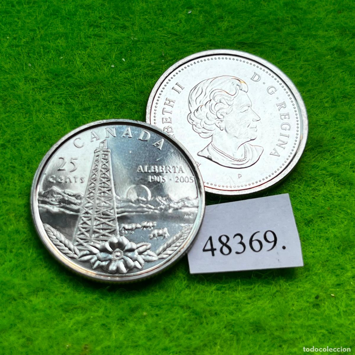Monedas antiguas de Am&eacute;rica: Canada 25 c&eacute;ntimos 2005, 100&ordm; aniversario Alberta, una moneda, 48369 3