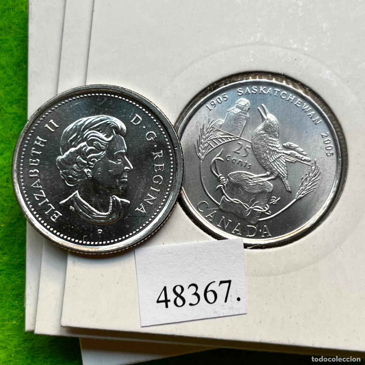Monedas antiguas de Am&eacute;rica: Canada 25 c&eacute;ntimos 2005, 100&ordm; aniversario Saskatchewan, una moneda, 48367 4