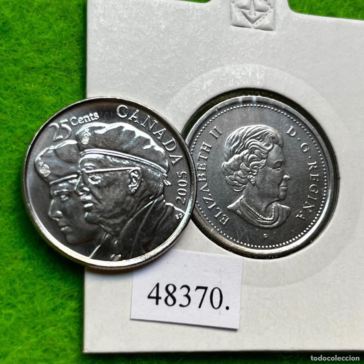 Monedas antiguas de Am&eacute;rica: Canada 25 c&eacute;ntimos 2005, A&ntilde;o del Veterano, una moneda, 48370 5