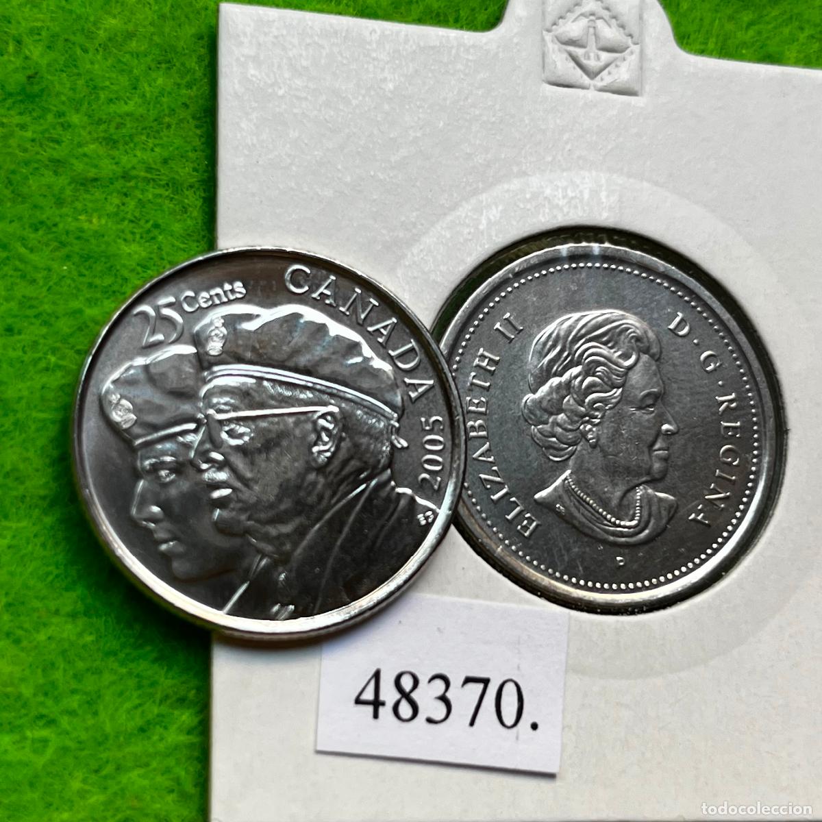 Monedas antiguas de Am&eacute;rica: Canada 25 c&eacute;ntimos 2005, A&ntilde;o del Veterano, una moneda, 48370 4