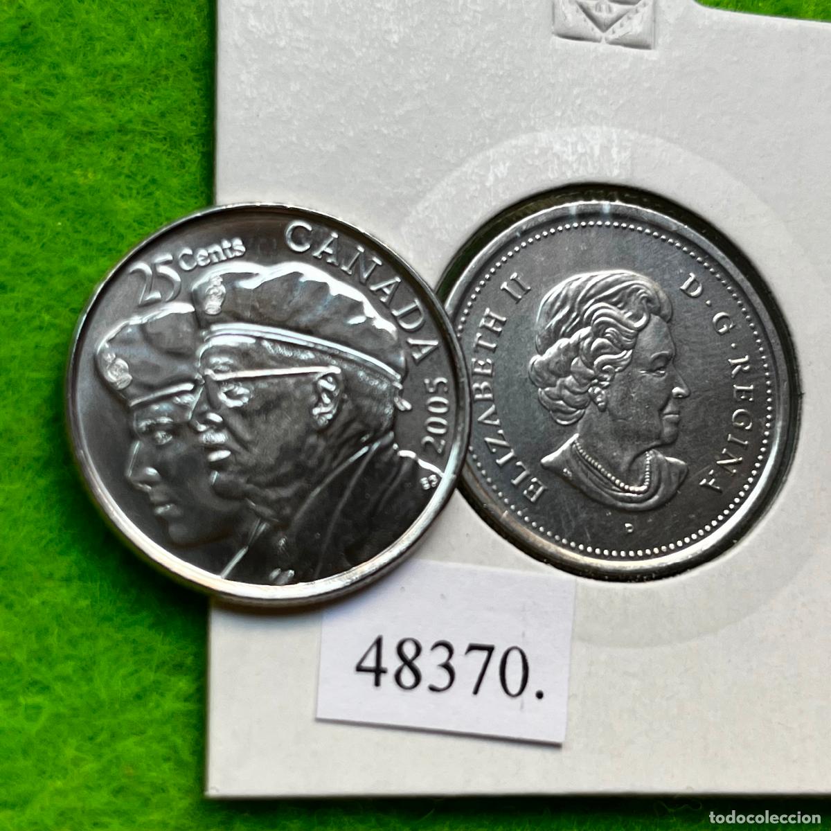 Monedas antiguas de Am&eacute;rica: Canada 25 c&eacute;ntimos 2005, A&ntilde;o del Veterano, una moneda, 48370 3