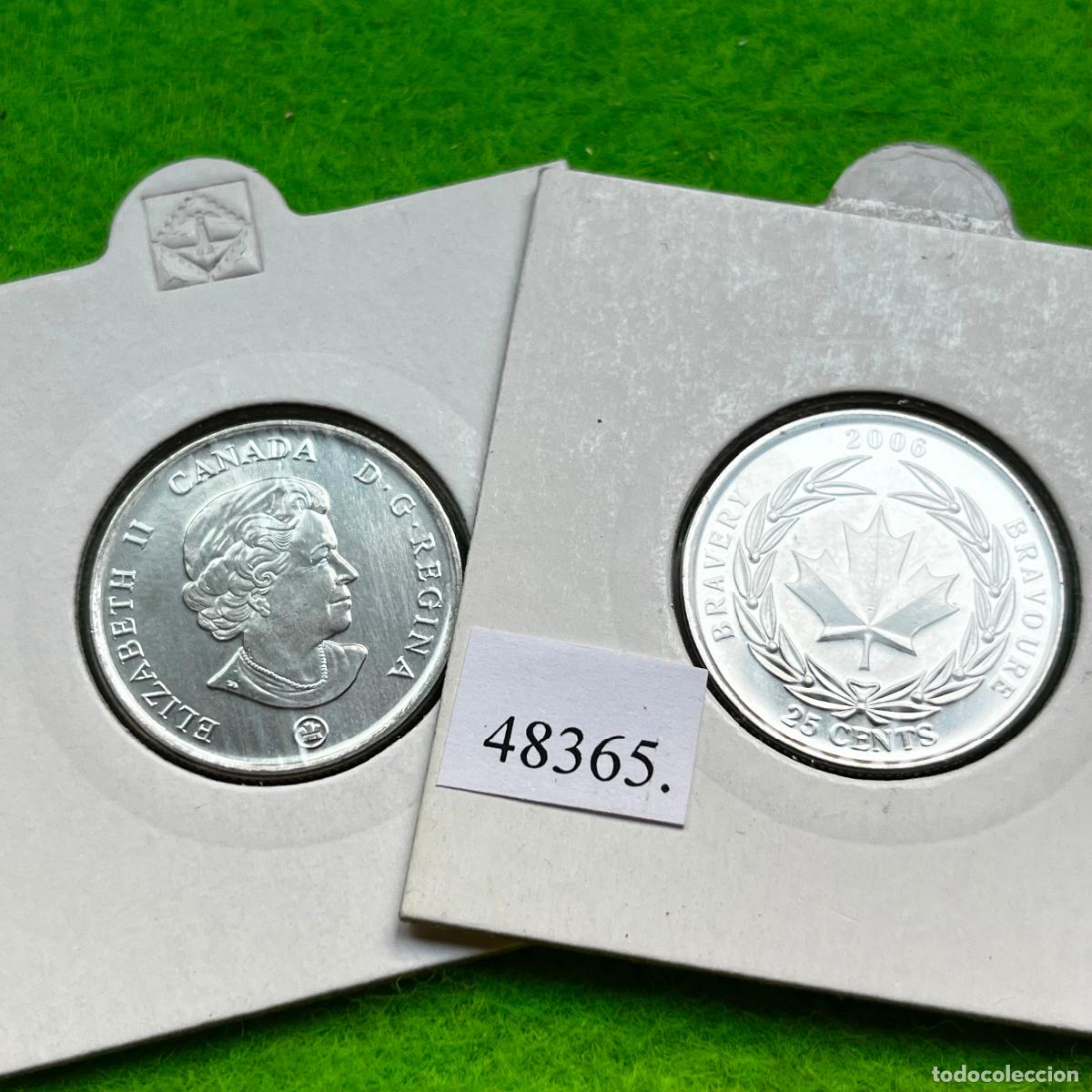Monedas antiguas de Am&eacute;rica: Canada 25 c&eacute;ntimos 2006, Medalla al Valor de Canad&aacute;, hoja de arce. una moneda, 48365 5