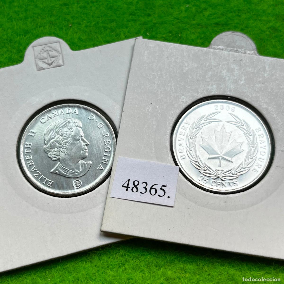 Monedas antiguas de Am&eacute;rica: Canada 25 c&eacute;ntimos 2006, Medalla al Valor de Canad&aacute;, hoja de arce. una moneda, 48365 4
