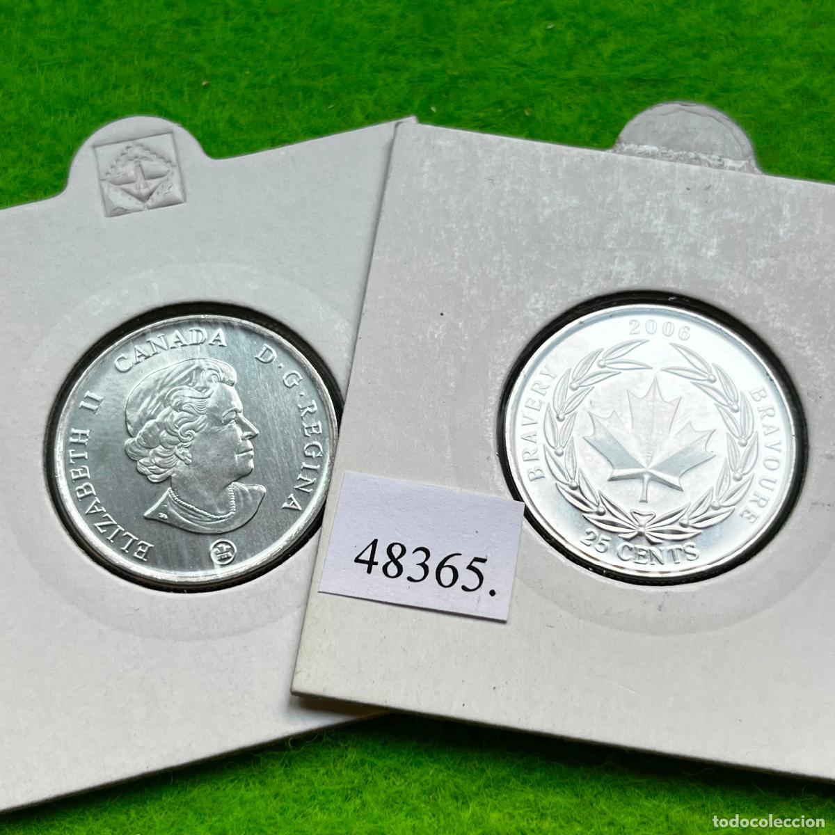 Monedas antiguas de Am&eacute;rica: Canada 25 c&eacute;ntimos 2006, Medalla al Valor de Canad&aacute;, hoja de arce. una moneda, 48365 3