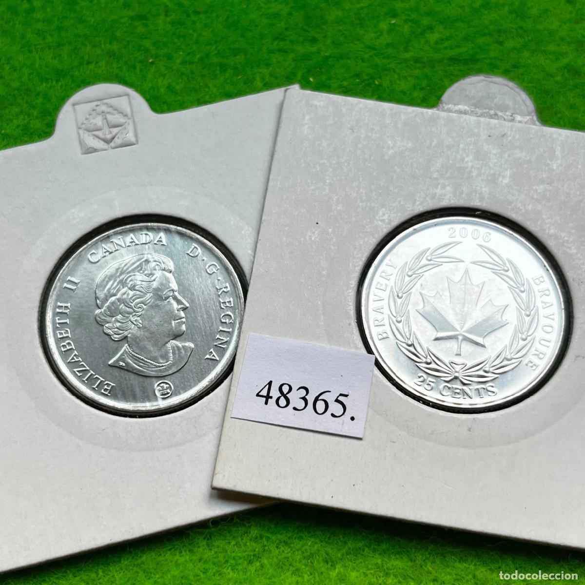 Monedas antiguas de Am&eacute;rica: Canada 25 c&eacute;ntimos 2006, Medalla al Valor de Canad&aacute;, hoja de arce. una moneda, 48365 2