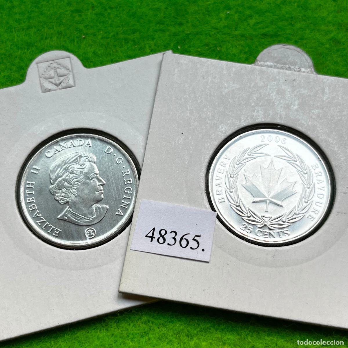Monedas antiguas de Am&eacute;rica: Canada 25 c&eacute;ntimos 2006, Medalla al Valor de Canad&aacute;, hoja de arce. una moneda, 48365